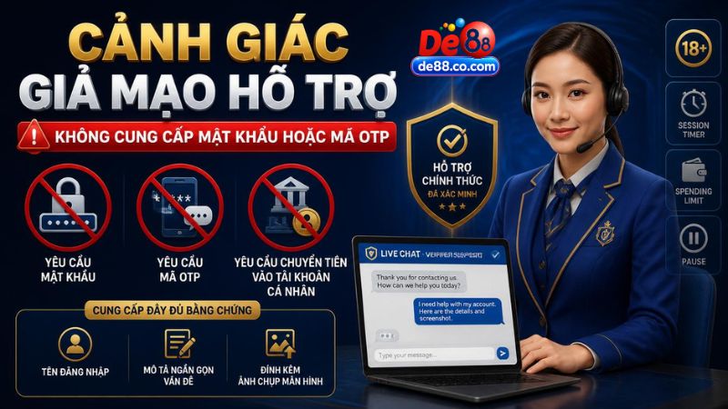 Trang chủ Cảnh giác các kênh giả mạo DE88