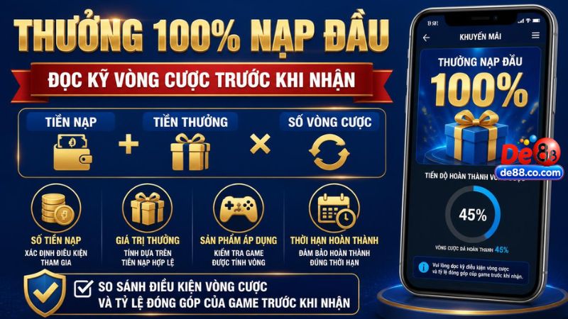 Trang chủ Khuyến mãi thưởng 100 phần trăm tại DE88